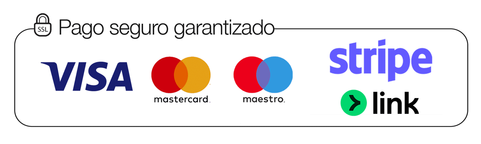 Pago seguro garantizado con Stripe y Link